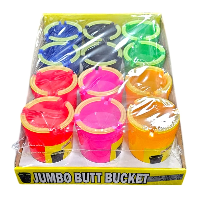 Jumbo Butt Bucket Glow Neon Ashtray 12ct