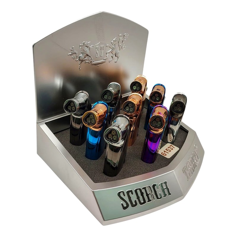 Scorch-61537 Triple Torch w/Cigar Punch 9ct