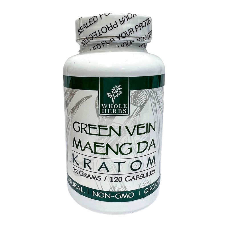 Whole Herbs Kratom 72g 120ct Bottles-Green Vein-Maeng Da