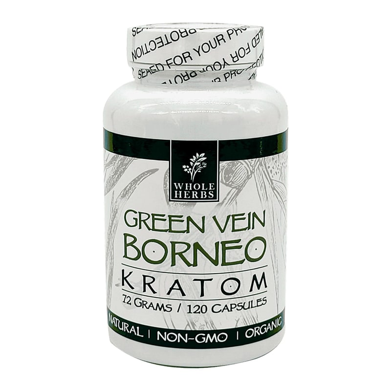 Whole Herbs Kratom 72g 120ct Bottles-Green Vein-Borneo