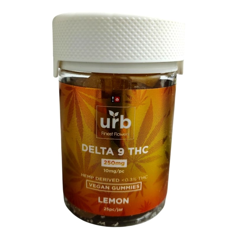 Urb Gummies Vegan D9 250mg Jar-Lemon