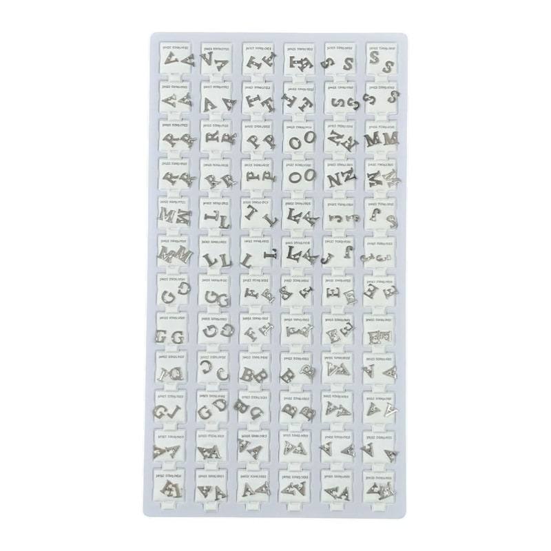 Body Jewelry Card-216029-72ct-Alphabet-Silver