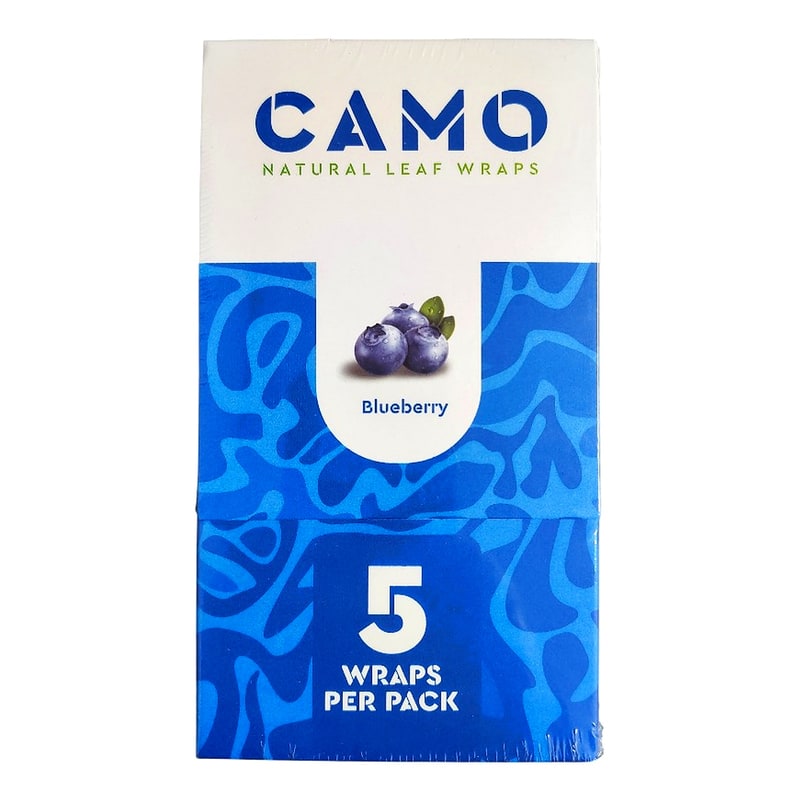 Camo Natural Leaf Wraps 5ct 25pk Box - Blueberry
