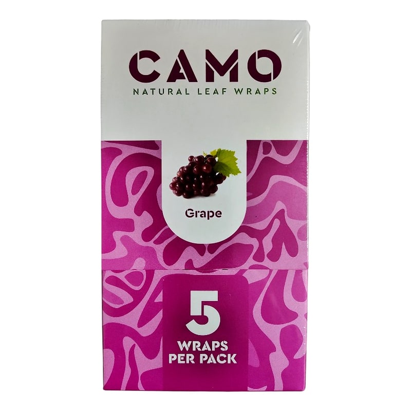 Camo Natural Leaf Wraps 5ct 25pk Box-Grape