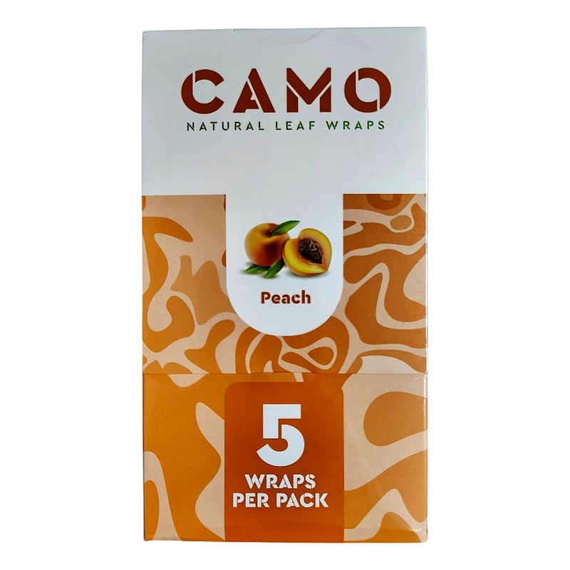 Camo Natural Leaf Wraps 5ct 25pk Box-Peach