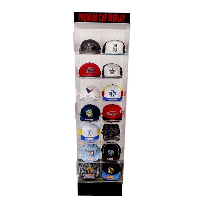Display Team Caps 7x2 Shelves 68x12x17 with Door