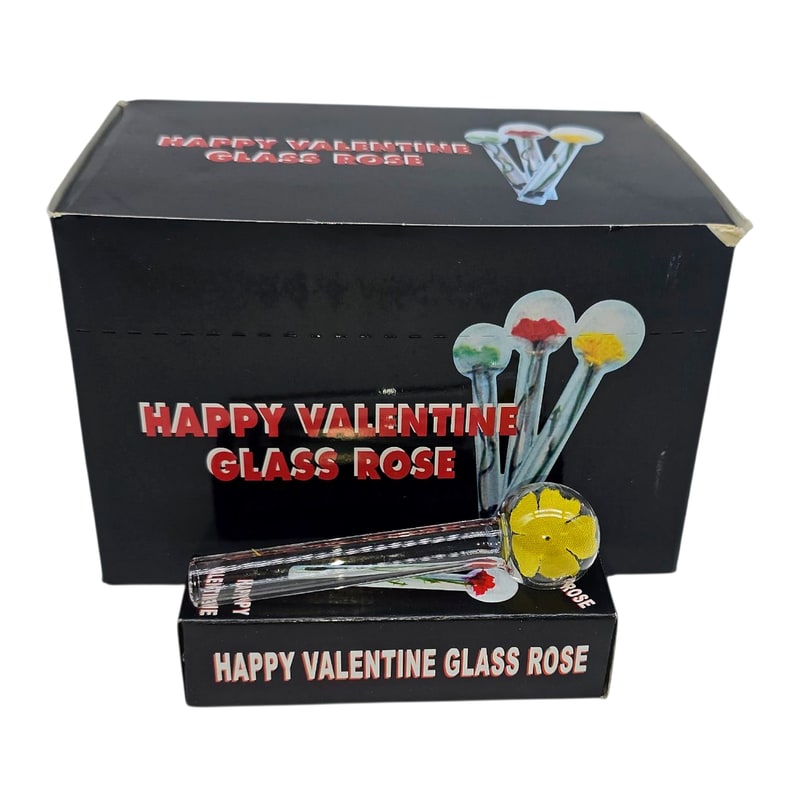 Happy Valentine Glass Rose 24ct Box