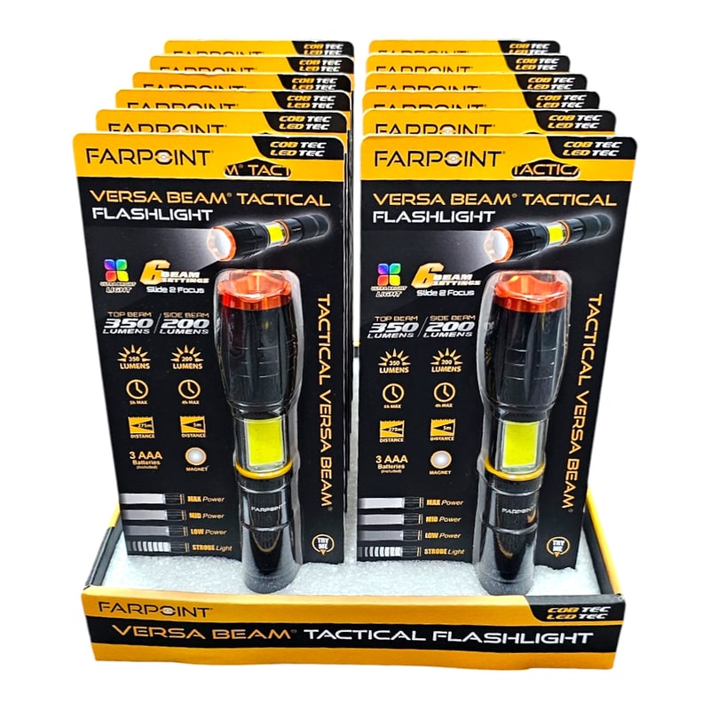 Farpoint Versa Beam Tactical LED Flash Light 12ct Display