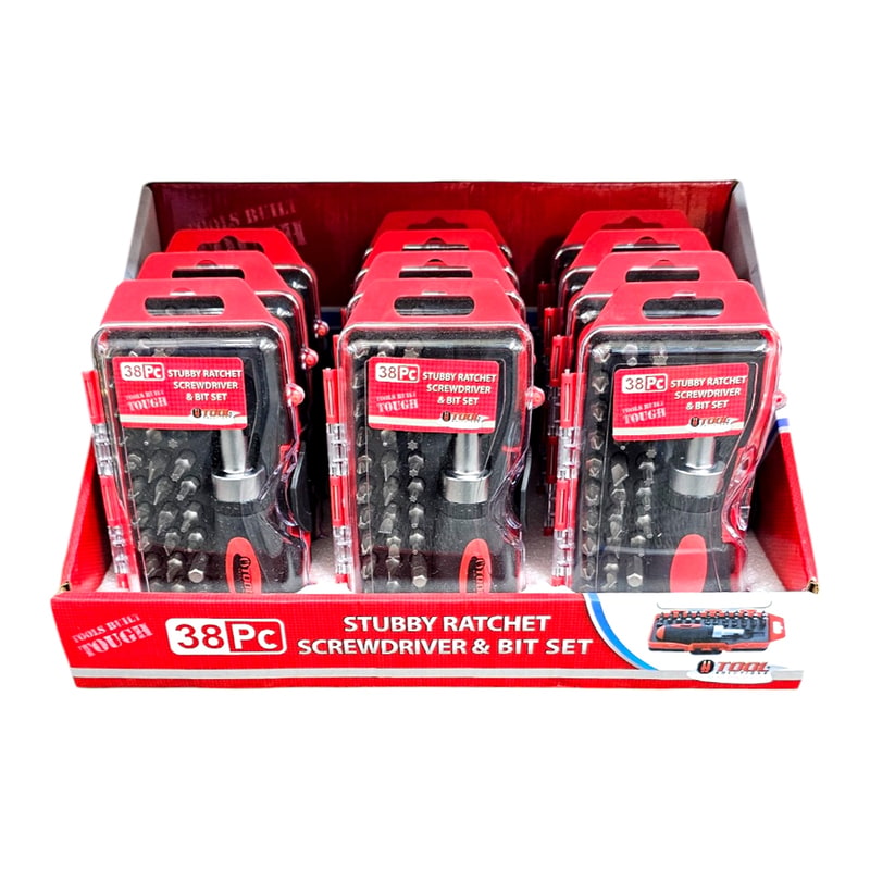 Ratchet Screwdriver & Bit 38pc Set 12ct Display