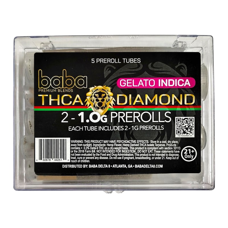 Baba Premium Blends THCA Diamond 1.0G Pre-Roll 2pk 5ct-Indica-Gelato