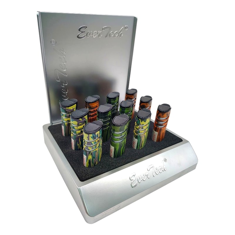Evertech-M0373 Triangular Shape Quad Torch Lighter 12ct