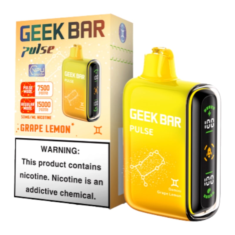 Geek Bar Pulse 15000 5ct Box-Grape Lemon