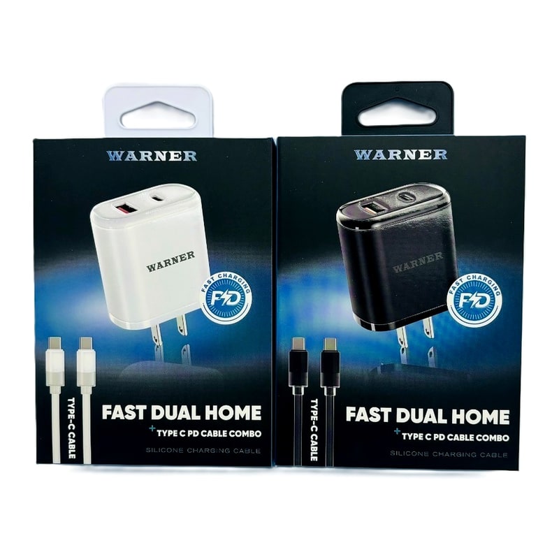 Fast Charging Home Adapter USB + Type C (TC) Port With TC to TC Cable