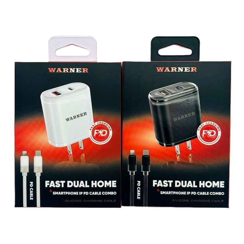 Fast Charging Home Adapter USB + Type C Port With Type C to I Phone Cable