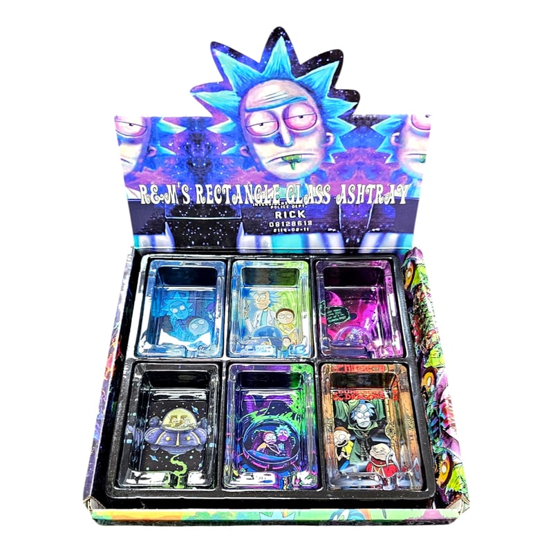 Rick & Morty Animation Square Glass Ashtray 702 6ct