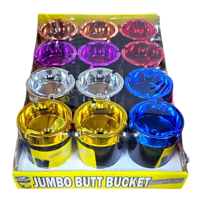 Jumbo Butt Bucket Chrome Plated Ashtray 12ct