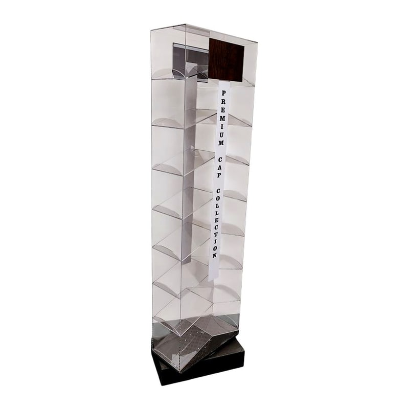 Teams Display Caps Acrylic Revolving 2x8 with Mirror