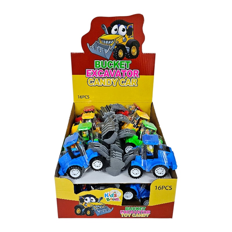 Kids Boom Bucket Excavator Candy Car 16ct Box