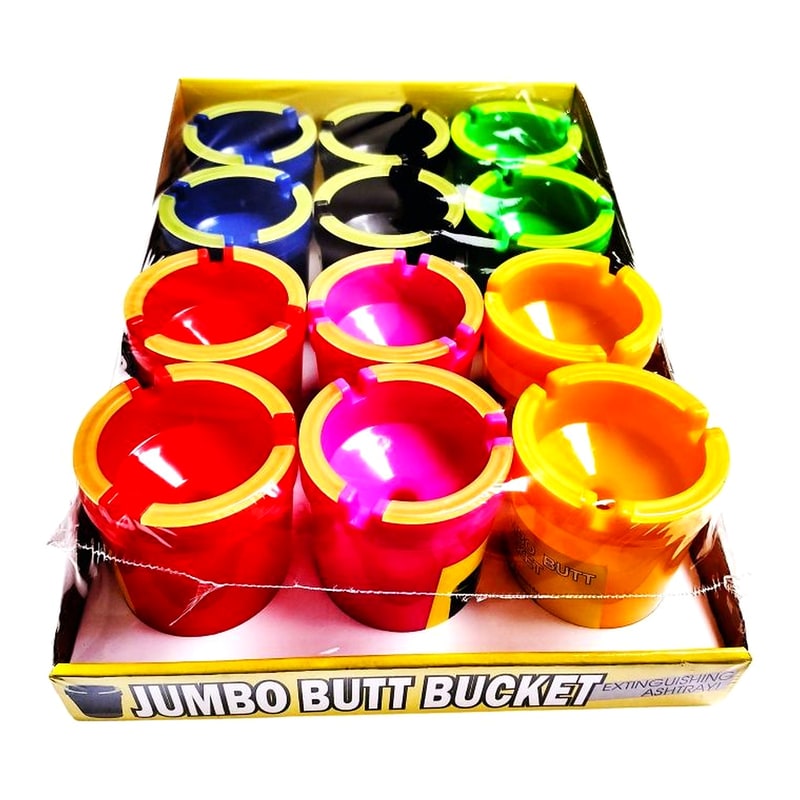 Jumbo Butt Bucket Neon & Glow Top Ashtray 12ct