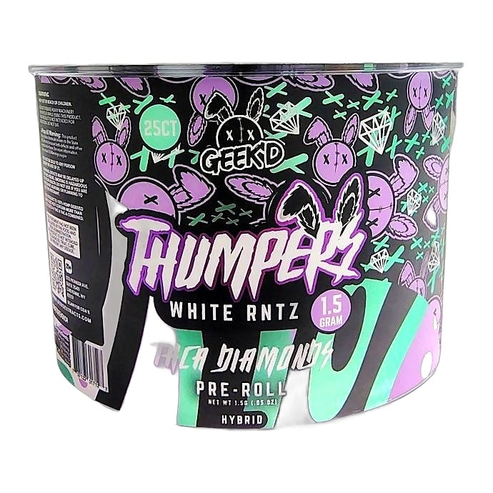 Geek'd THCA Diamonds Pre-Roll 1.5g 25ct Jar-Hybrid-White Rntz