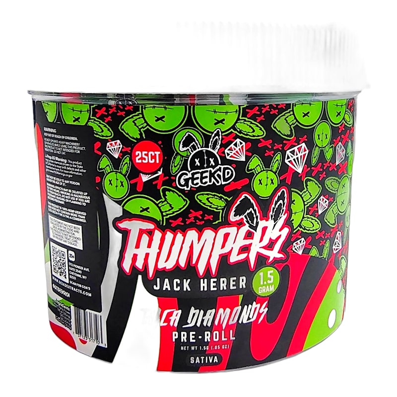 Geek'd THCA Diamonds Pre-Roll 1.5g 25ct Jar-Sativa-Jack Herer