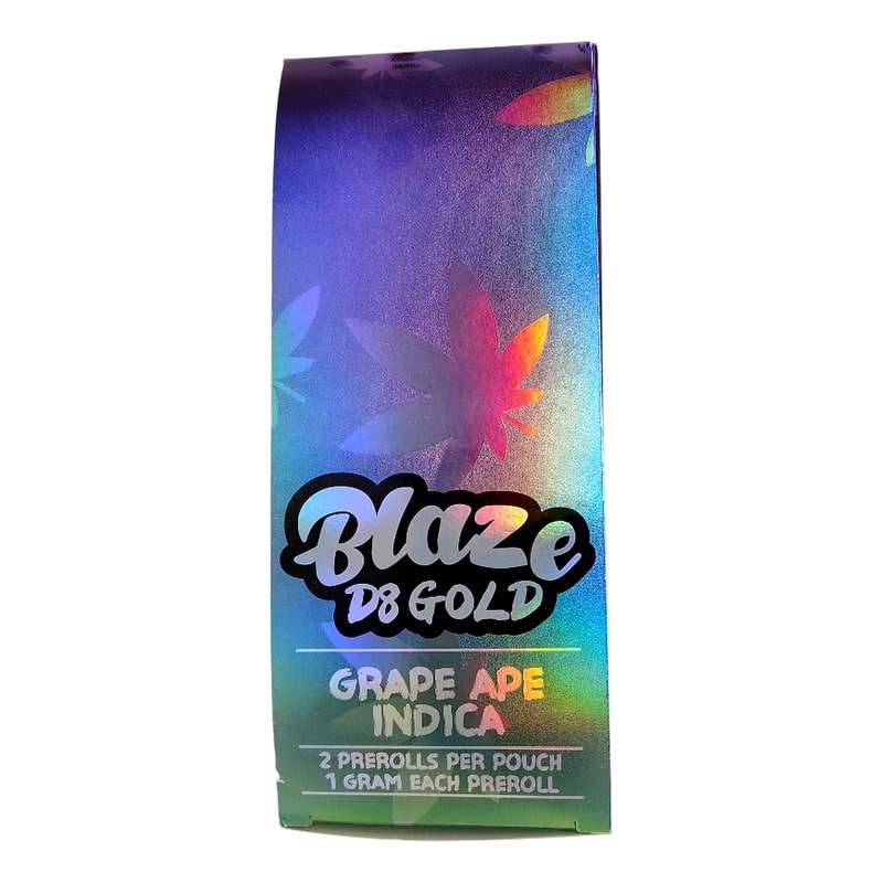 Blaze D8 Gold 2g 2pk 10ct Box-Indica-Grape Ape