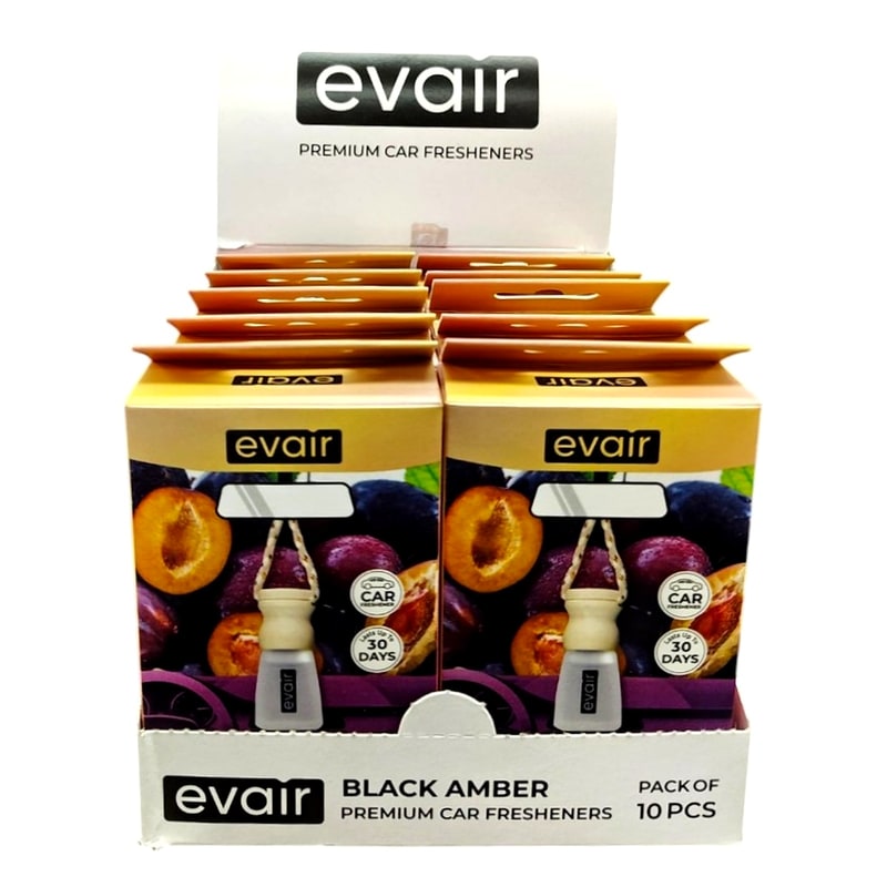 Evair Premium Car Freshners New 10ct - Black Amber