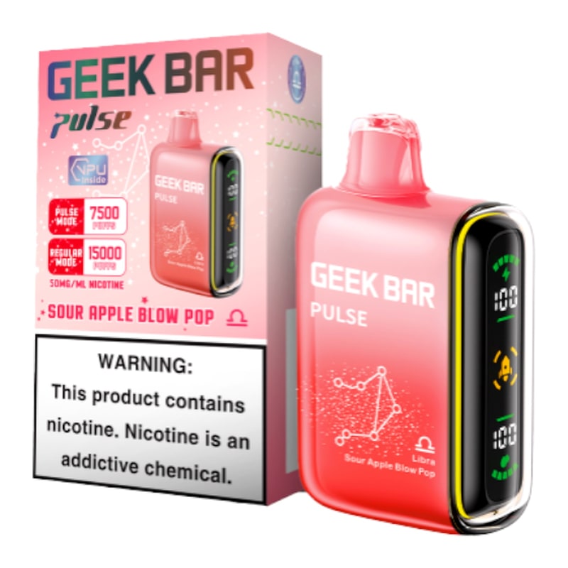 Geek Bar Pulse 15000 5ct Box-Sour Apple Blow-Pop
