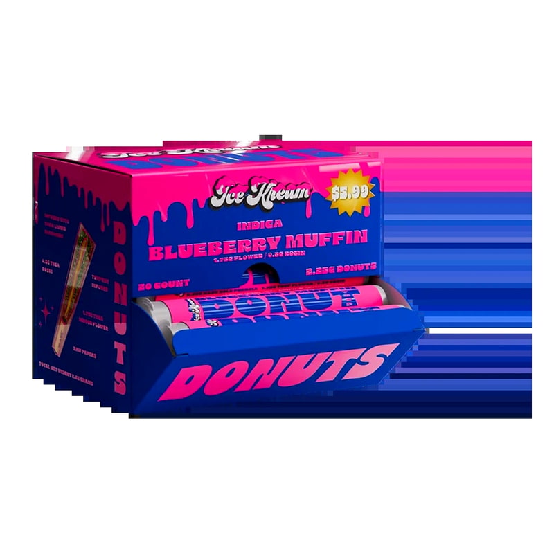 Ice-Cream Donuts THC-A Hash Hole -2.25g-20ct-Indica-Blueberry Muffin