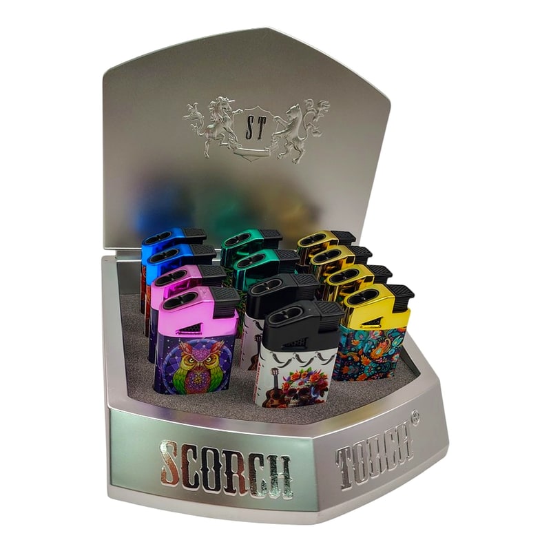Scorch-61818 Angled 2T Colorful Lighter 12ct
