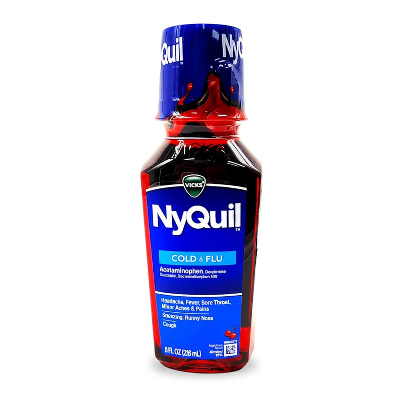 Vicks Nyquil Cold & Flu Liquid Cherry 8oz Bottle