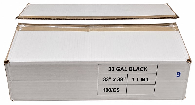 33 Gal 33x39 Black 1.1 MIL Trash Can Liner 100ct