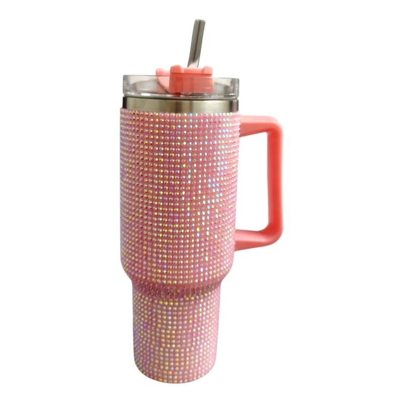 40oz Bottle Rhinostone Bling Tumbler Solid Color -A04