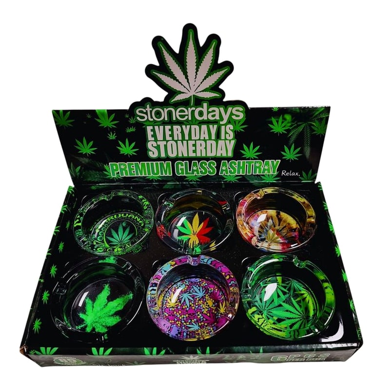 Leaf Glass Ashtray 704 6ct