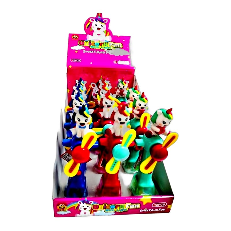 Sour City Unicorn Fan W/Light Candy Toy 12ct Box