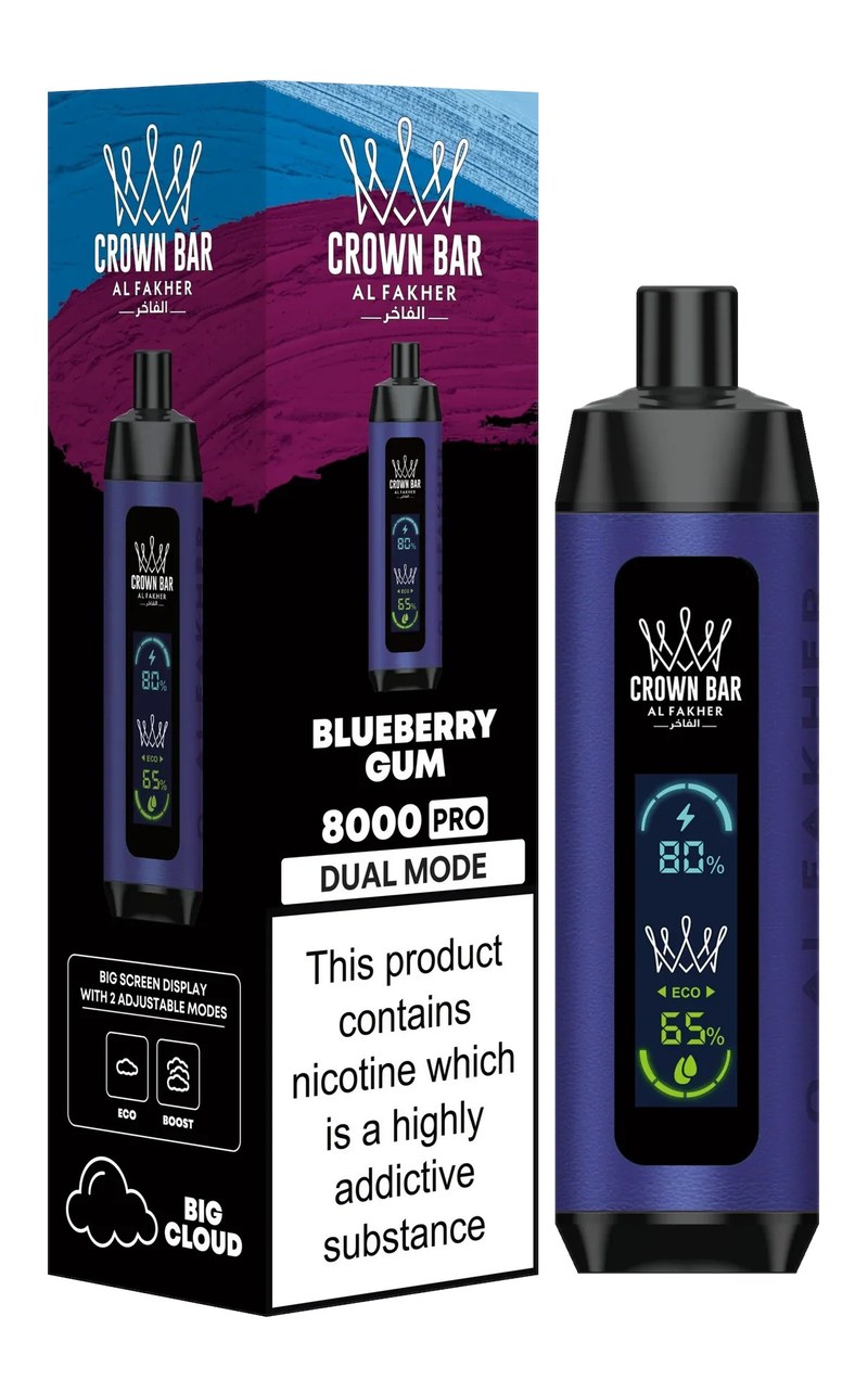 Al Fakher Crown Bar Crystal 8000 5ct Box-Blueberry Gum