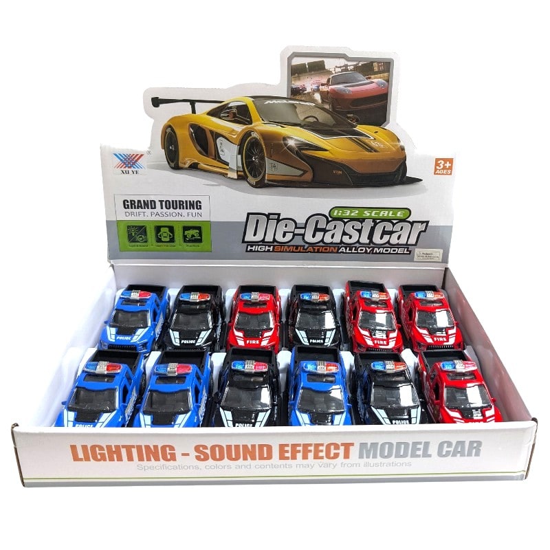 Die-Cast Pull Back Car W/Lighting -12ct