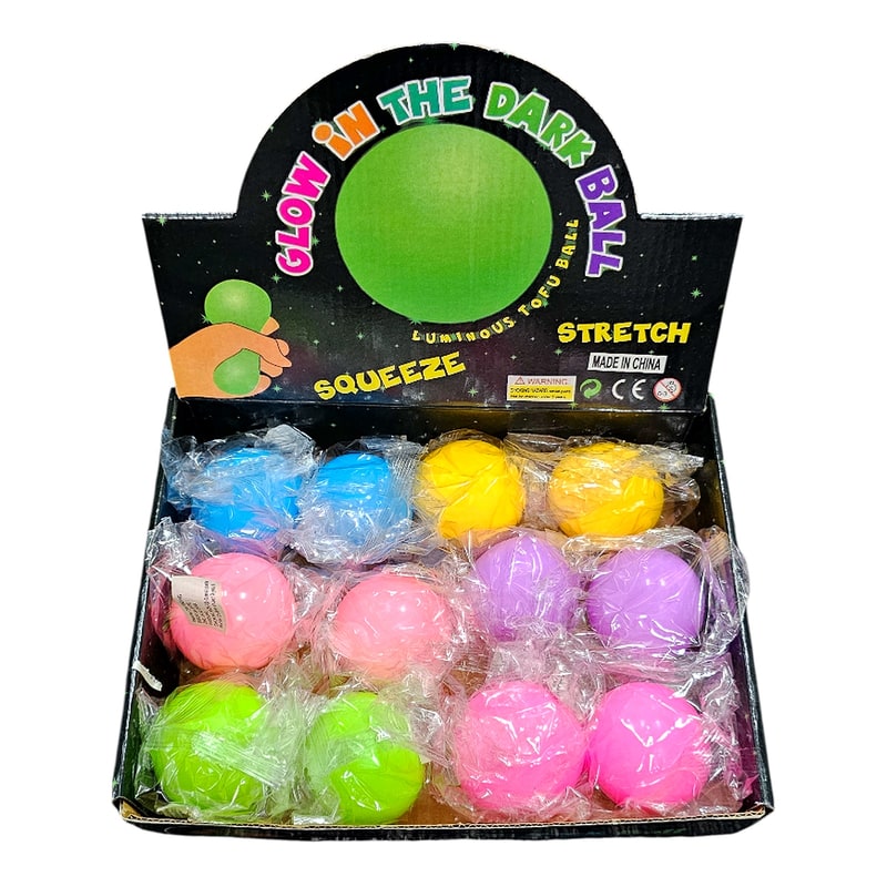 Squeeze Glow In Dark Ball  (CP-1198) 12ct