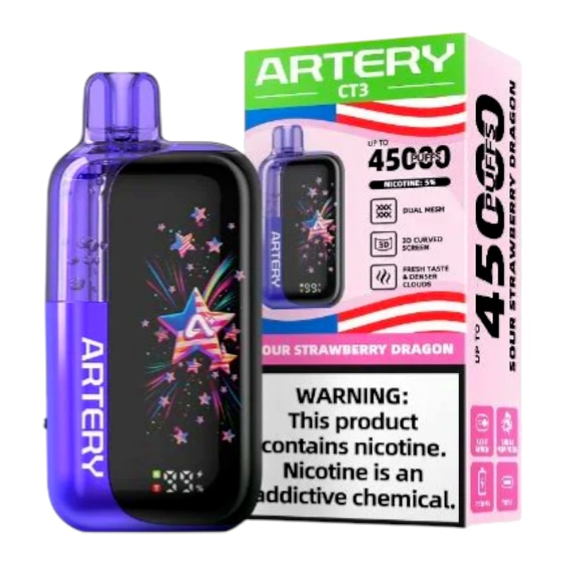 Artery CT3 45k Puff 5ct Box-Sour Strawberry Dragon