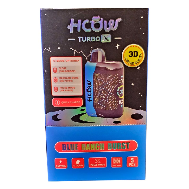 HCow Turbo X 30K Puff 5ct Box-Blue Ranch Burst