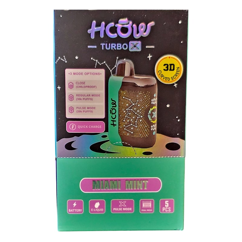 HCow Turbo X 30K Puff 5ct Box-Miami Mint