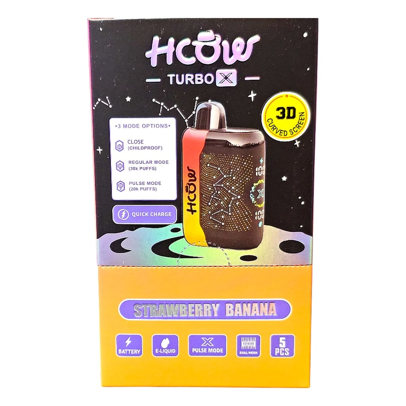 HCow Turbo X 30K Puff 5ct Box-Strawberry Banana