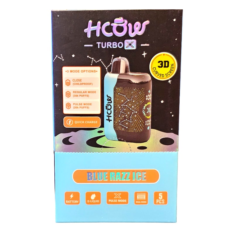 HCow Turbo X 30K Puff 5ct Box-Blue Razz Ice