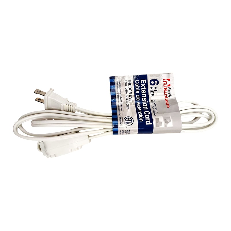 Simply Hardware Extension Cord 6ft White -120V 13A 1625W -1ct