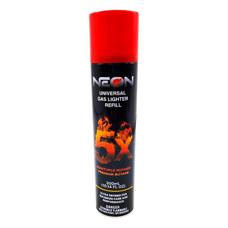 Neon Butane Gas Lighter Refill 5X 300ml
