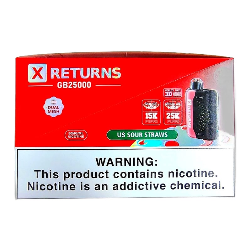 X Returns GB25K Puff 5ct Box-Sour Straws