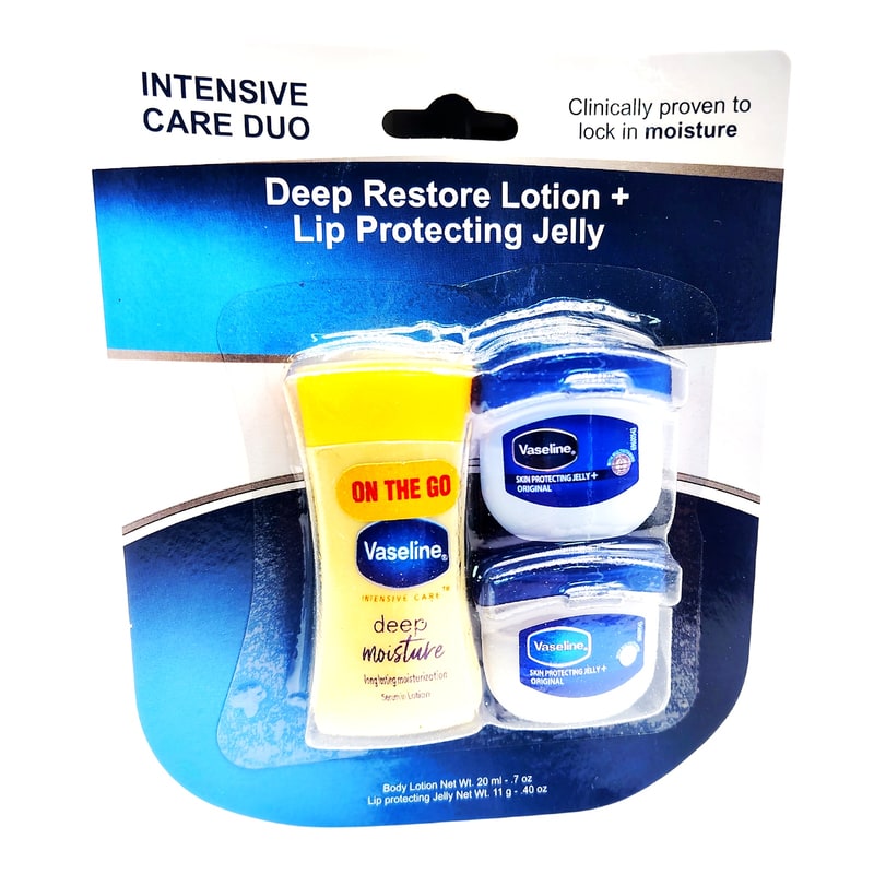 Vaseline Blister Combo (Twin Jars 0.2oz + Lotion 0.7oz) -12ct Pack