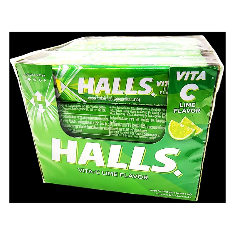 Halls 20ct Tray-Vitamin-C Lime