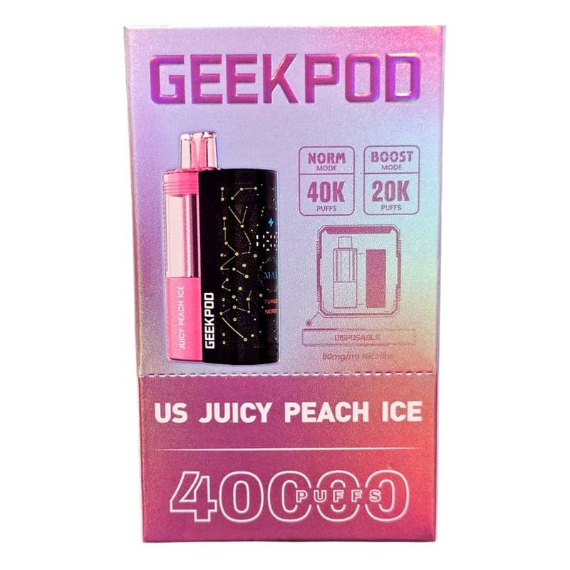 Geek Pod 40k Puff 5ct Box - Juicy Peach Ice