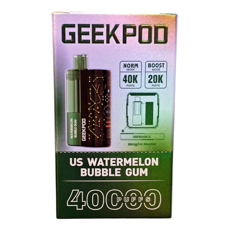 Geek Pod 40k Puff 5ct Box - Watermelon Bubble Gum